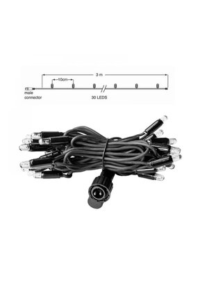 LED Kerstverlichting lichtsnoer 3 meter – Warm wit 2400K – Zwart snoer – 230V systeem (IP65)