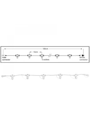 Hoofdkabel kerstverlichting wit – 100 cm – 5 aansluitingen – voor uitbreidbare LED verlichting