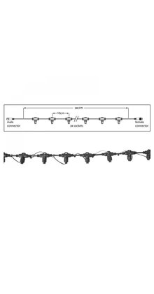 Hoofdkabel kerstverlichting Zwart – 240 cm – 24 aansluitingen – voor uitbreidbare LED verlichting
