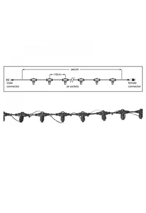 Hoofdkabel kerstverlichting Zwart – 240 cm – 24 aansluitingen – voor uitbreidbare LED verlichting
