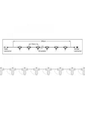 Hoofdkabel kerstverlichting wit – 240 cm – 24 aansluitingen – voor uitbreidbare LED verlichting
