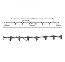 Hoofdkabel kerstverlichting Zwart – 120 cm – 12 aansluitingen – voor uitbreidbare LED verlichting