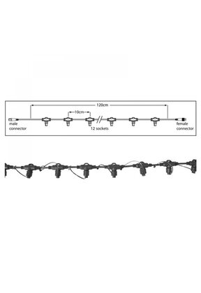 Hoofdkabel kerstverlichting Zwart – 120 cm – 12 aansluitingen – voor uitbreidbare LED verlichting