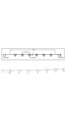 Hoofdkabel kerstverlichting wit – 120 cm – 12 aansluitingen – voor uitbreidbare LED verlichting