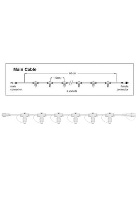 Hoofdkabel kerstverlichting wit – 60 cm – 6 aansluitingen – voor uitbreidbare kerstverlichting