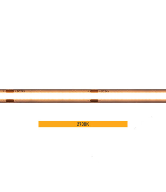 HIGH POWER COB 5mm LED strip 24 volt extra warm wit 10W 1000LM 480LED p/m IP20 2700K - 5 meter