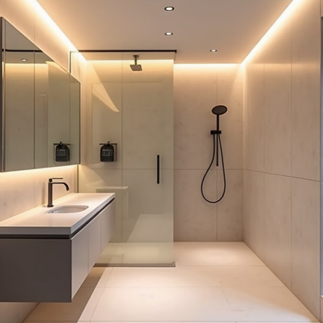 Verlichting verlaagd plafond badkamer