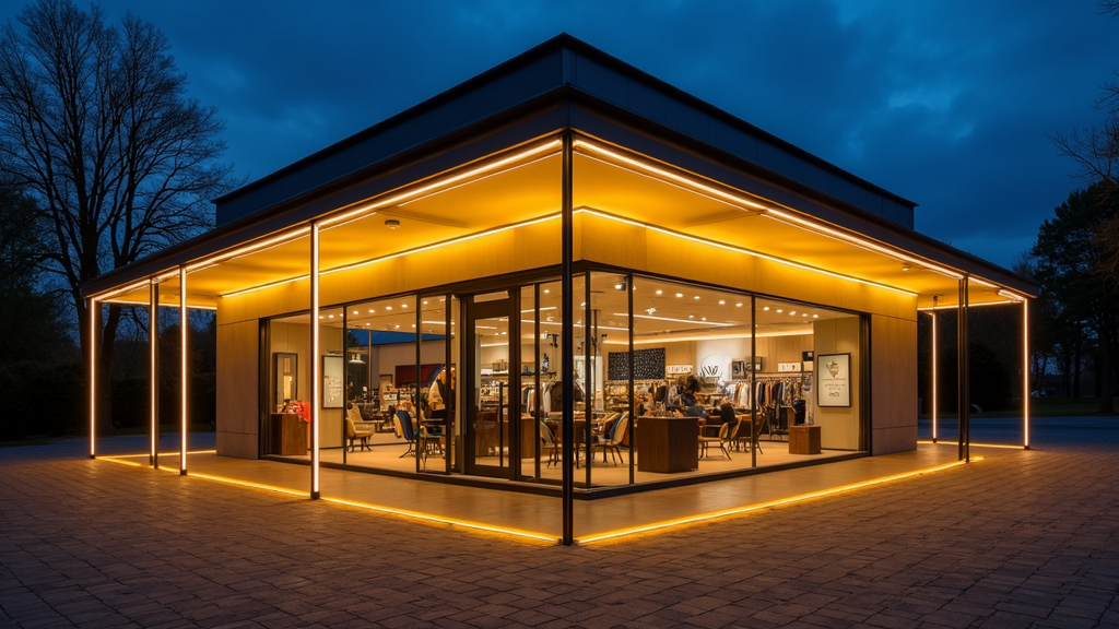 Gevelverlichting gele lichtlijn voor dag en nachtverlichting voor Intertoys Emmen