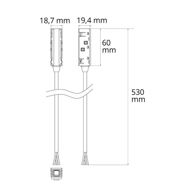 4 polig LED Voedings  kabel Dali zwart 50cm - 48V TZ53