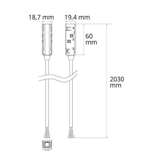 4 polig LED Voedings  kabel Dali zwart 200cm - 48V  TZ35