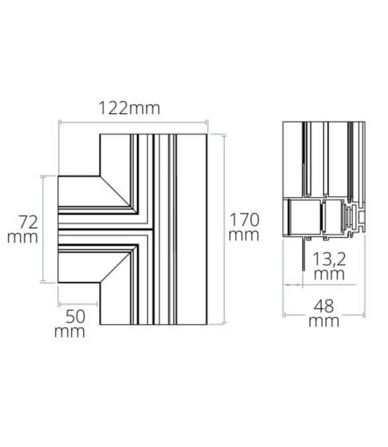 T-rail Horizontaal zwart TS3
