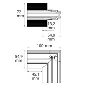 Hoek verbinder verticaal zwart TS3