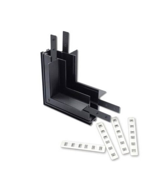 Hoek verbinder verticaal zwart TS3