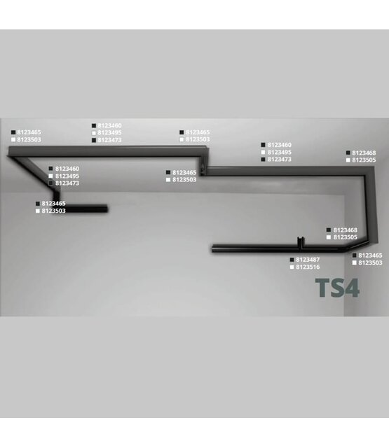 LED Diepe gipsplaatrail TS4  -  2M - DALI - Zwart