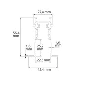 LED Diepe gipsplaatrail TS4  -  2M - DALI - Zwart