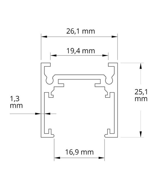 LED Diepe gipsplaatrail TS2  -  3M - DALI - Zwart