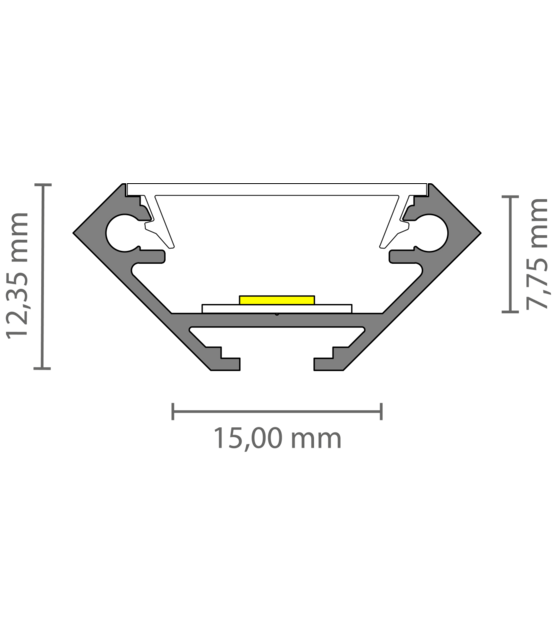 3 meter Zwart LED hoekprofiel inclusief afdekking 27.05 x 12.35 mm - 323ZWART