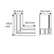 Hoek verbinder horizontaal zwart TS4