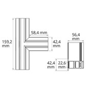 T-rail Horizontaal zwart TS4