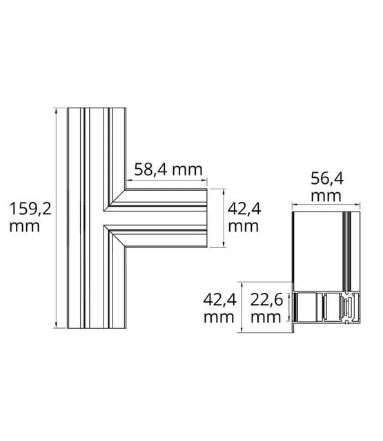 T-rail Horizontaal zwart TS4