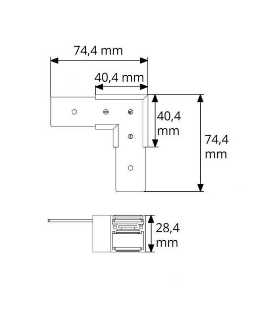 Hoek verbinder horizontaal zwart TS2