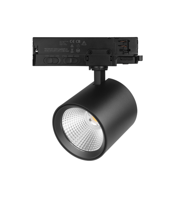 3-fase rail spot - ZWART - instelbaar - 10W/20W/30W 38° - JASMIN - 2700/3000/4000K