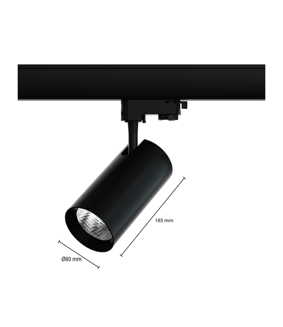 3-fase rail spot - ZWART - 20W 38° - ELA retail - 4000K