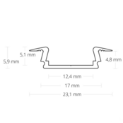 Wit LED inbouw profiel met klikafdekking 16,80 mm x 5,91mm - 08WIT
