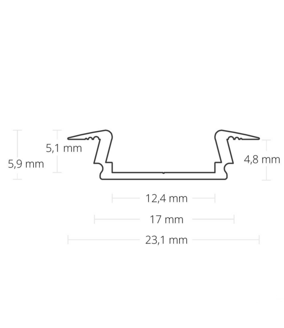 Wit LED inbouw profiel met klikafdekking 16,80 mm x 5,91mm - 08WIT