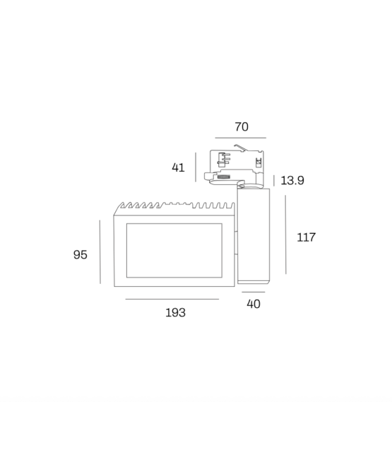 3-fase rail wallwasher spot - ZWART - 32W 70° - VELA