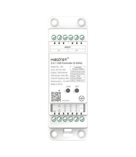 TUYA LED controller 5 in 1 - voor RGB LED strips 12-24-48v - TR5