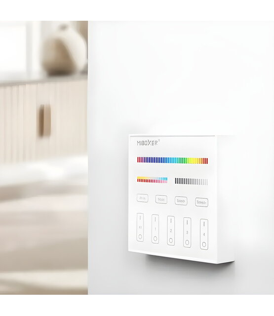 LED RGB/RGBW/RGBWW/RGBCCT wanddimmer bedraad 4 zone - T4