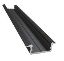 Zwart LED inbouw profiel 2 meter met opaal klikafdekking 16 mm x 6,10 mm 08.2ZWART