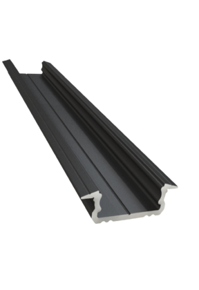 Zwart LED inbouw profiel 2 meter met opaal klikafdekking 16 mm x 6,10 mm 08.2ZWART
