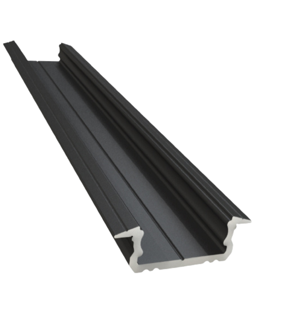 Zwart LED inbouw profiel 2 meter met opaal klikafdekking 16 mm x 6,10 mm 08.2ZWART
