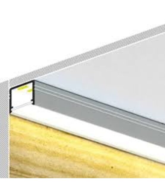 AANBIEDING LED profiel 2 meter met opaal klikafdekking 18,8 mm x 18,6 mm - 20ALU RAUW ALUMINIUM