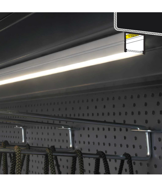 AANBIEDING LED profiel 2 meter met opaal klikafdekking 18,8 mm x 18,6 mm - 20ALU RAUW ALUMINIUM