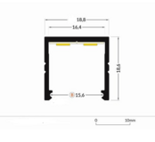 AANBIEDING LED profiel 2 meter met opaal klikafdekking 18,8 mm x 18,6 mm - 20ALU RAUW ALUMINIUM