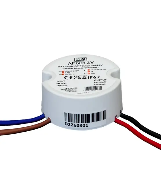 Wandcontactdoos Mini LED voeding 60 watt 12 volt 5 Ampère – IP67 waterdicht – AF6012Y