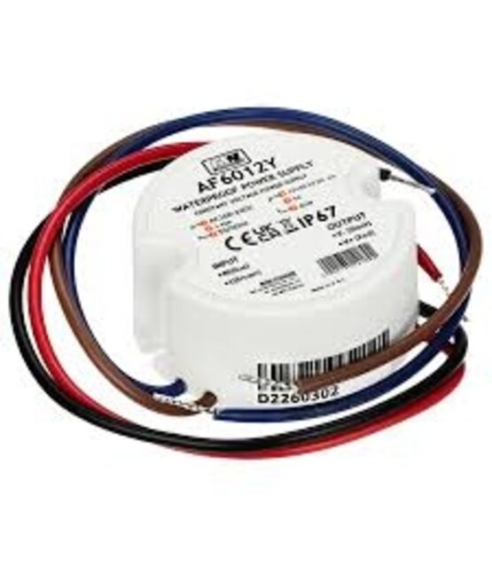 Wandcontactdoos Mini LED voeding 60 watt 12 volt 5 Ampère – IP67 waterdicht – AF6012Y