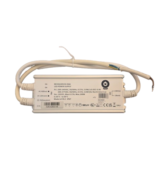 Waterdichte DALI LED voeding 100 watt 24 volt 4,17 Ampère - IP67 - MCHQ100V24-DA6