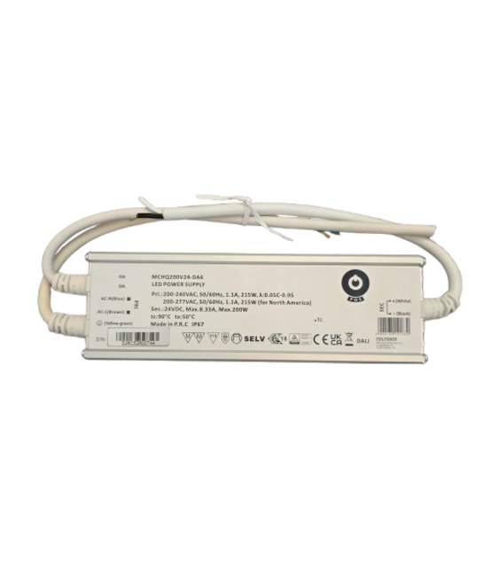 Waterdichte DALI LED voeding 200 watt 24 volt 8,33 Ampère - IP67 - MCHQ200V24-DA6