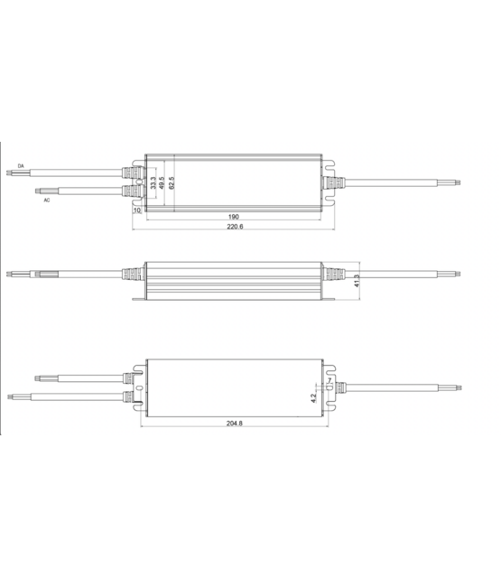 Waterdichte DALI LED voeding 320 watt 48 volt 6,66 Ampère - IP67 - MCHQ320V48-DA6