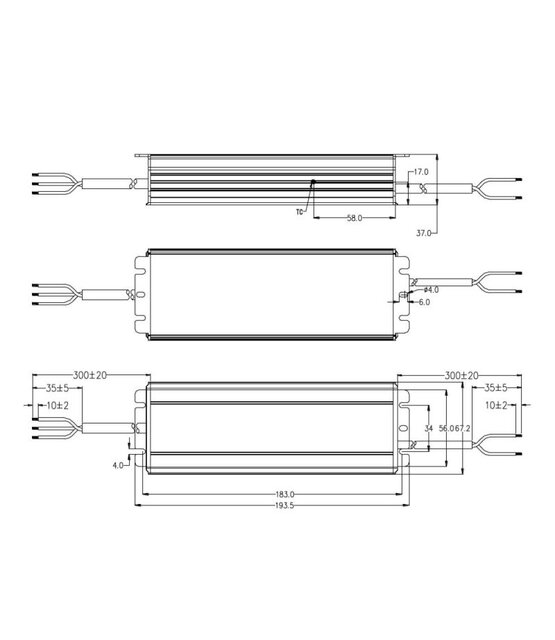 LED voeding 200 watt 24 volt 8.4 Ampère – IP67 waterdicht – GLP GV6-200B024