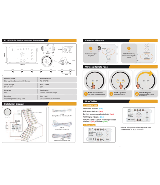 Professionele TUYA LED strips traptrede aansturing met afstandsbediening - tot 16 treden - complete controller kit