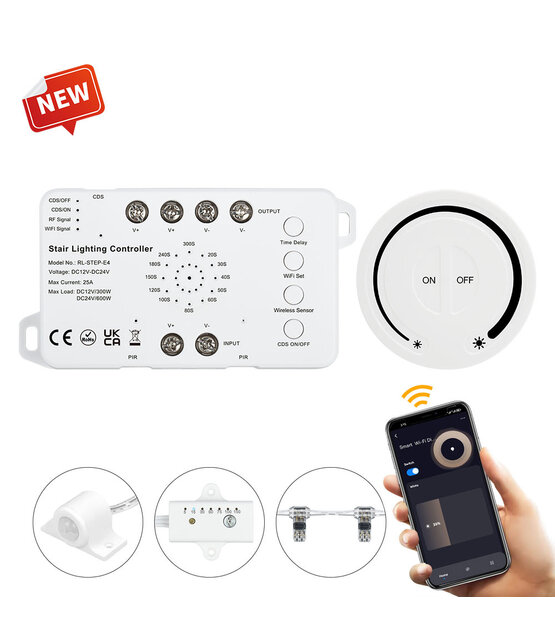 Professionele TUYA LED strips traptrede aansturing met afstandsbediening - tot 16 treden - complete controller kit
