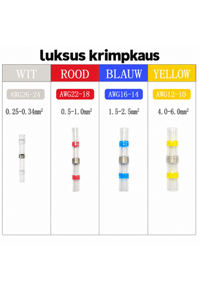 LED kabelverbinders, waterdicht geïsoleerd, 4 maten, 26-10 AWG, soldeerverbinders met krimpslang, krimpkous, krimpverbinders voor 12V, 24V, 48V