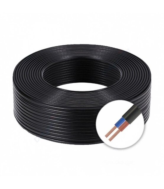 Installatiekabel  0,75mm² 18AWG 2-aderige platte installatie kabel met PVC bescherming en koperen kern  - 100cm (tot 100m op rol)