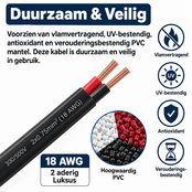 Installatiekabel  0,75mm² 18AWG 2-aderige platte installatie kabel met PVC bescherming en koperen kern  - 100cm (tot 100m op rol)