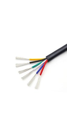Installatiekabel  0,75mm² 18AWG 6-aderige ronde installatie kabel met PVC bescherming en koperen kern  - 100cm (tot 100m op rol)